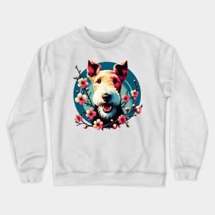 Wire Fox Terrier Joy in Spring with Cherry Blossoms and Flowers Crewneck Sweatshirt